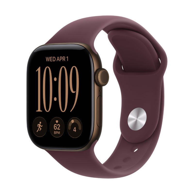 Apple Watch Series 12, 42 mm, Dark Bronze Aluminum Burgundy Sport Band M/L